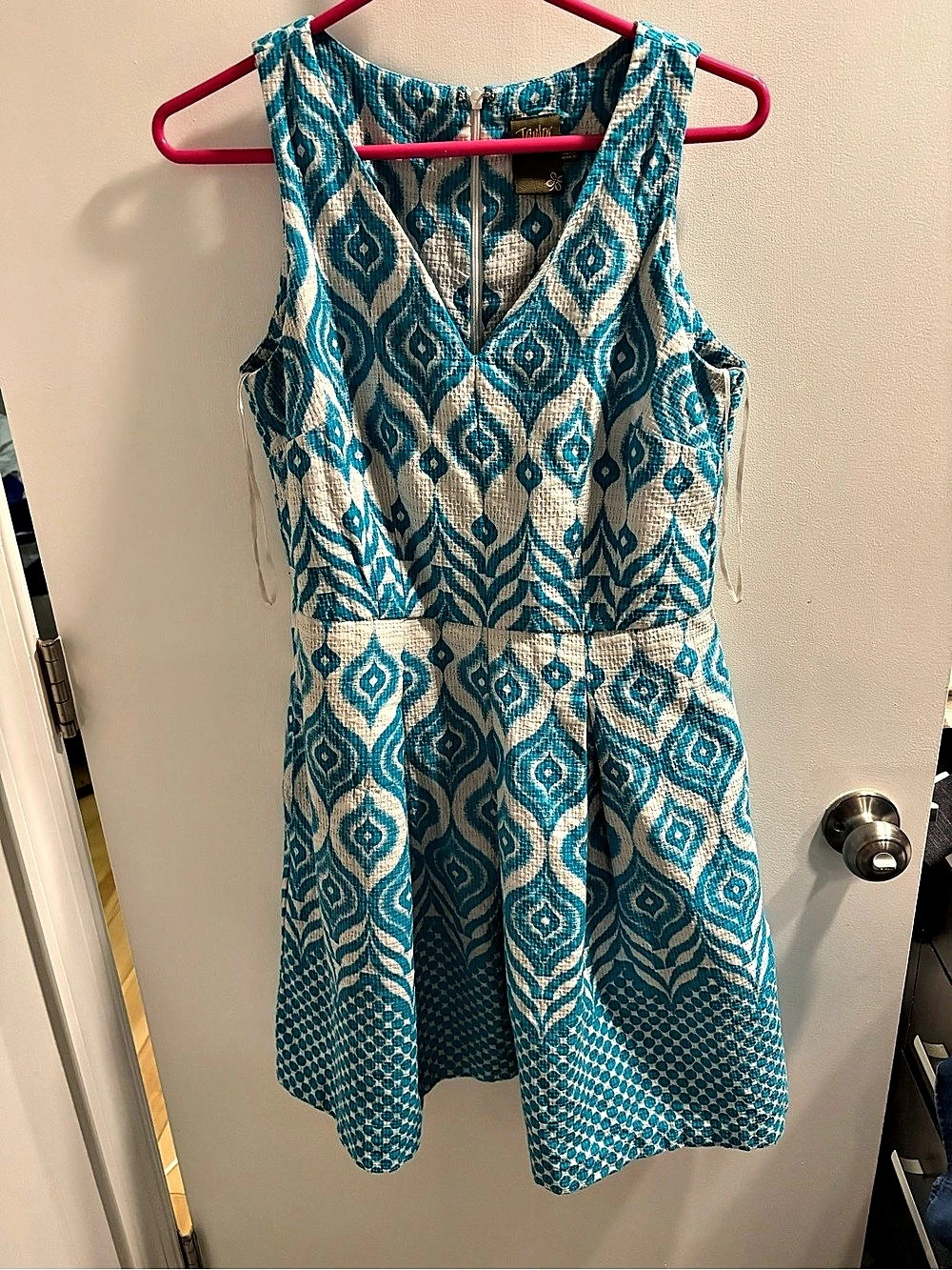 Taylor Geometric Mini Dress in Blue & White Like New